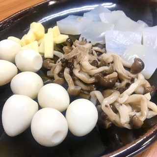 うずらの卵と蒟蒻の昆布締め